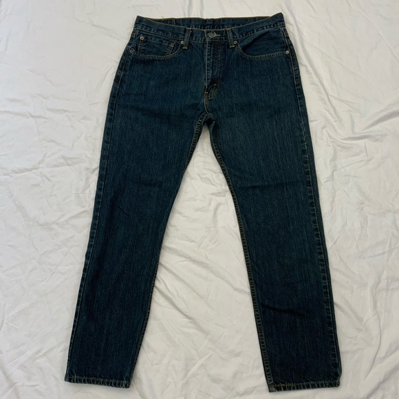 Levi Strauss 502 Dark Wash Taper Straight Leg Jeans 100% Cotton 34x29 Actual - Picture 4 of 15